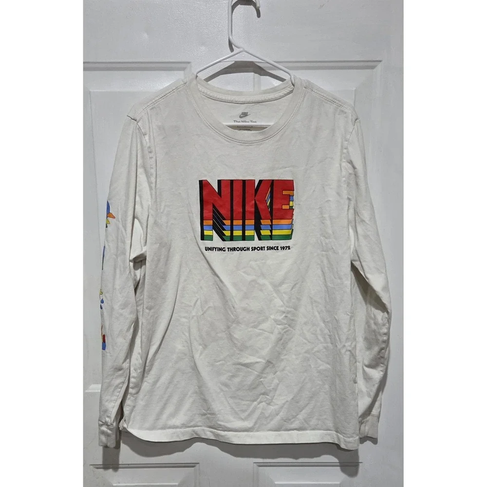 Nike Tee White Long Sleeve Shirt Unifying Through Sports Equality Men L